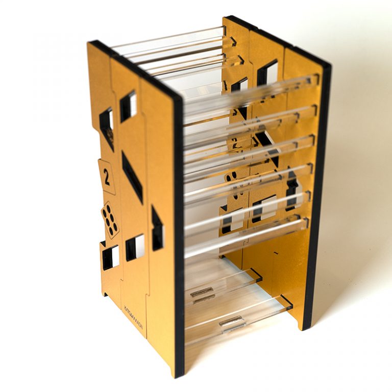 AP Brushed Gold Baffle Box with Stand Ace Point Backgammon Shop